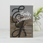 Dicke monogramm Fotos Namen boho qr Code Hochzeit Einladung (Stehend Vorderseite)