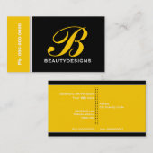 Dicke, monogramm, gelb, schwarz, auffällig visitenkarte (Vorne/Hinten)