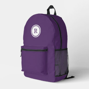 Dicke Monogramm im weißen Kreis auf Lila Bedruckter Rucksack