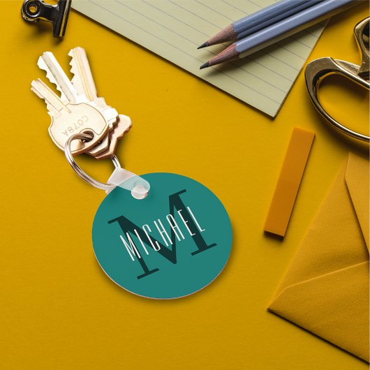 Dicke Monogramm Initial- und Vorname Blau Aquamari Schlüsselanhänger