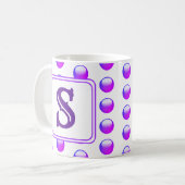 Dicke Monogramm Lila Polka-Dot Initial Kaffeetasse (Vorderseite Links)
