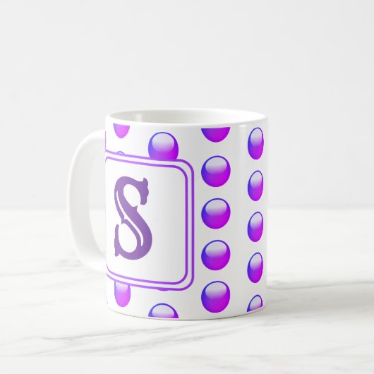 Dicke Monogramm Lila Polka-Dot Initial Kaffeetasse (Vorderseite Links)