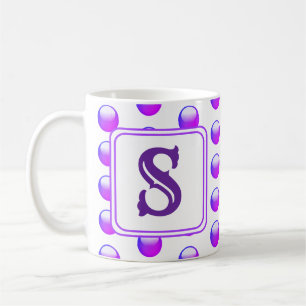 Dicke Monogramm Lila Polka-Dot Initial Kaffeetasse