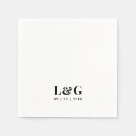 Dicke Monogramm Minimal Schwarz-Weiß-Hochzeit Serviette