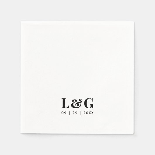 Dicke Monogramm Minimal Schwarz-Weiß-Hochzeit Serviette (Vorderseite)