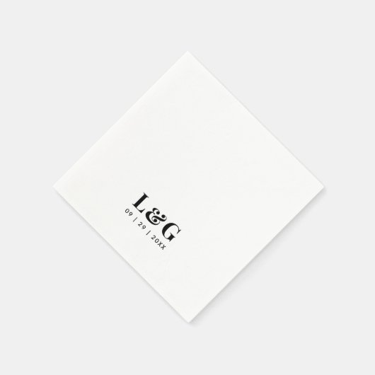 Dicke Monogramm Minimal Schwarz-Weiß-Hochzeit Serviette (Ecke)