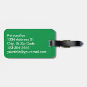 Dicke Monogramm mit grünen Streifen Gepäckanhänger (Rückseite horizontal)