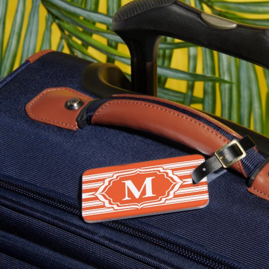 Dicke Monogramm mit Orange Streifen Gepäckanhänger (Vorderseite Insitu 3)