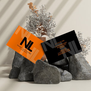 Dicke Monogramm Orange Schwarz Minimalistisch Stil Visitenkarte