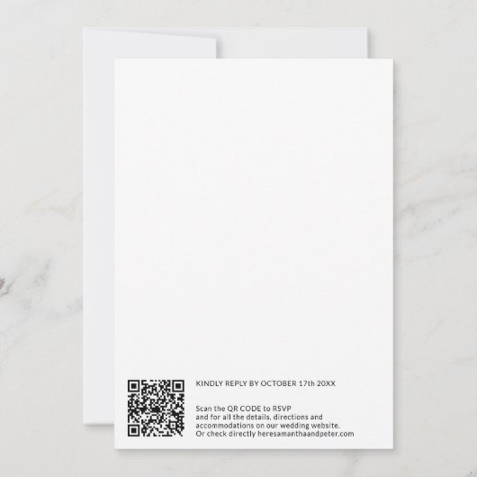 Dicke monogramm Pinselnamen schwarz qr Code Hochze Einladung (Rückseite)