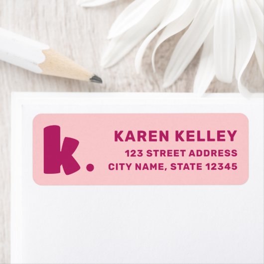 Dicke monogramm rosa burgundy-Rücksendeadresse (Insitu)