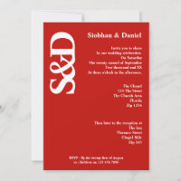 Dicke Monogramm Rot und Weiß Hochzeit