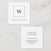 Dicke Monogramm schwarz-weiß beruflich Quadratische Visitenkarte (Vorne/Hinten)