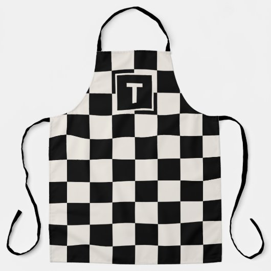 Dicke Monogramm Schwarze Creme Prüfmuster Schürze (Vorderseite)