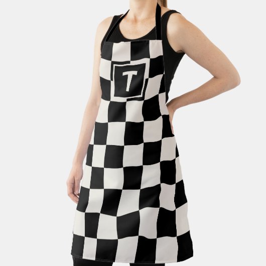 Dicke Monogramm Schwarze Creme Prüfmuster Schürze (InSitu)