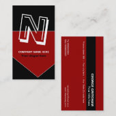 Dicke, monogramm schwarze rote Visitenkarten Visitenkarte (Vorne/Hinten)