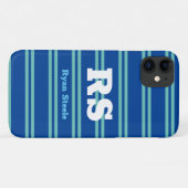 Dicke Monogramm und Name, Aquamarine Linien auf De Case-Mate iPhone Hülle (Rückseite (Horizontal))