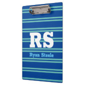 Dicke Monogramm und Name, Aquamarine Linien auf De Klemmbrett (Links)