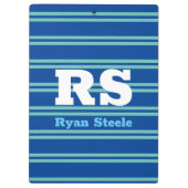 Dicke Monogramm und Name, Aquamarine Linien auf De Klemmbrett (Rückseite)