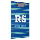 Dicke Monogramm und Name, Aquamarine Linien auf De Klemmbrett (Rechts)