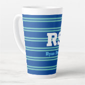 Dicke Monogramm und Name, Aquamarine Linien auf De Milchtasse (Linke Ecke)