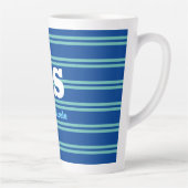 Dicke Monogramm und Name, Aquamarine Linien auf De Milchtasse (Rechts)