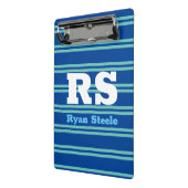 Dicke Monogramm und Name, Aquamarine Linien auf De Mini Klemmbrett (Gewinkelt2)