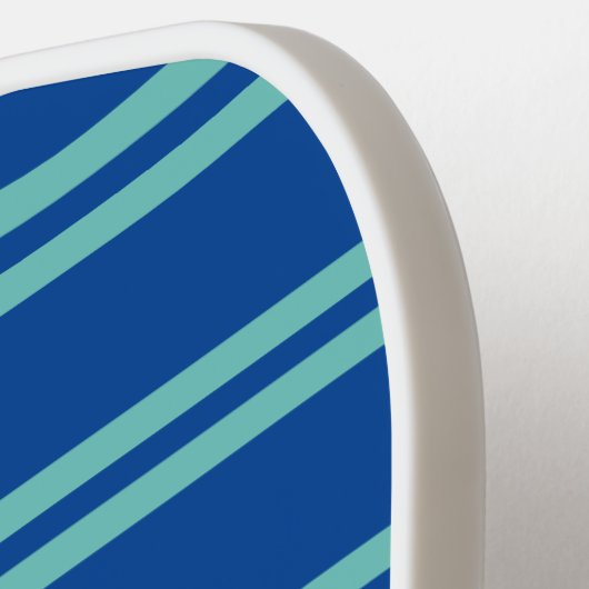 Dicke Monogramm und Name, Aquamarine Linien auf De Pickleball Schläger (Linke Seite)