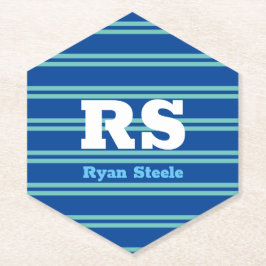 Dicke Monogramm und Name, Aquamarine Linien auf De Untersetzer