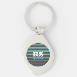 Dicke Monogramm und Name, Aquamarine Linien auf du Schlüsselanhänger