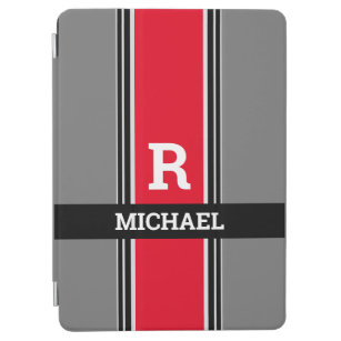 Dicke Monogramm und Name, rote, graue und schwarze iPad Air Hülle