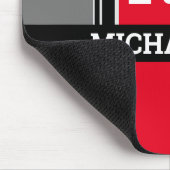 Dicke Monogramm und Name, rote, graue und schwarze Mousepad (Ecke)