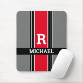 Dicke Monogramm und Name, rote, graue und schwarze Mousepad (Mit Mouse)