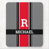Dicke Monogramm und Name, rote, graue und schwarze Mousepad (Vorne)