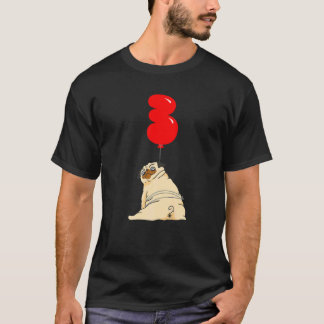Dicke Mops 3. Geburtstags-Kinder-Ballonparty T-Shirt