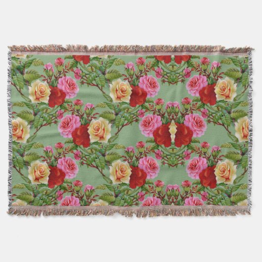 Dicke Muster Rot Gelb Rosa Rosen und Folies Decke (Vorderseite)