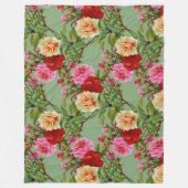 Dicke Muster Rot Gelb Rosa Rosen und Folies Fleecedecke (Vorderseite)
