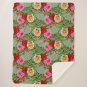 Dicke Muster Rot Gelb Rosa Rosen und Folies Sherpadecke (Vorderseite)