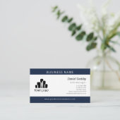 Dicke Navy Blau Weiß Ihr Logo eine Seite Visitenkarte (Stehend Vorderseite)