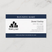 Dicke Navy Blau Weiß Ihr Logo eine Seite Visitenkarte (Vorderseite)