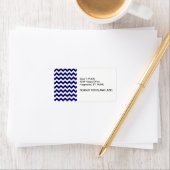 Dicke Navy Blue & White Zickzack Zig-Zag Muster Adressaufkleber (Insitu)