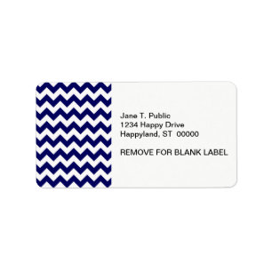 Dicke Navy Blue & White Zickzack Zig-Zag Muster Adressaufkleber