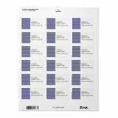Dicke Navy Blue & White Zickzack Zig-Zag Muster Adressaufkleber (Vorne)