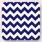 Dicke Navy Blue & White Zickzack Zig-Zag Muster Untersetzer (Vorderseite)