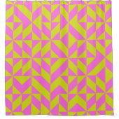 Dicke Neon Geometric Muster Pink Lime Green Bright Duschvorhang (Vorderseite)