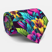Dicke Neon Lilies Illuminate Lush Grüntöne Krawatte (Gerollt)