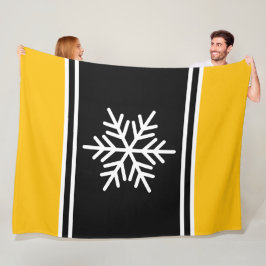 Dicke nordische Schneeflocken schwarz-gelbe Orange Fleecedecke