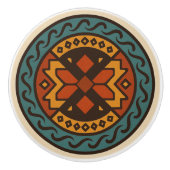Dicke Oaxacan Zapotec Weave Pattern Keramik Knob Keramikknauf (Vorderseite)