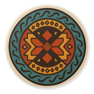 Dicke Oaxacan Zapotec Weave Pattern Keramik Knob Keramikknauf