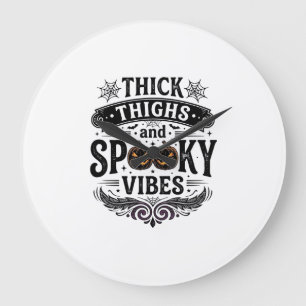 Dicke Oberschenkel Gruselige Vibes Halloween-Shirt Große Wanduhr
